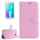 For Galaxy S6 Edge+ Pink Litchi Leather Case with Holder, Card Slots & Wallet