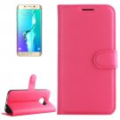 For Galaxy S6 Edge+ Magenta Litchi Leather Case with Holder, Card Slots & Wallet