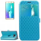 For Galaxy S6 Edge+ Blue Argyles Leather Case with Card Slot & Call Display ID