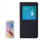 For Galaxy S6 Edge+ Black Litchi Leather Case with Sleep / Wake-up Function