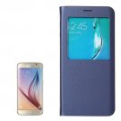 For Galaxy S6 Edge+ Dark Blue Litchi Leather Case with Sleep / Wake-up Function