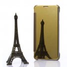 For Galaxy S6 Edge+ Gold Electroplating Mirror Horizontal Flip Leather Case