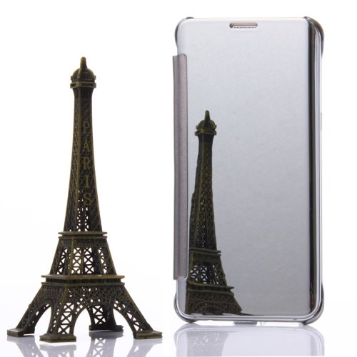 For Galaxy S6 Edge+ Silver Electroplating Mirror Horizontal Flip Leather Case