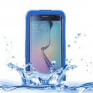 For Galaxy S6 Edge+ Dark Blue IP x 8 PVC + Silicone Waterproof Case with Lanyard