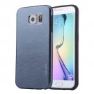 For Galaxy S6 Edge+ Dark Blue MOTOMO Brushed Texture Metal + TPU Case