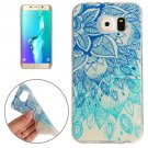 For Galaxy S6 Edge+ Blue Leaves Pattern TPU Protective Case