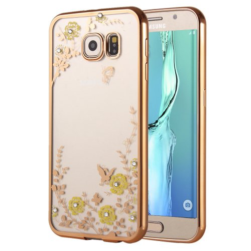 For Galaxy S6 Edge+ Flowers Patterns Electroplating Soft TPU Cover Case 4