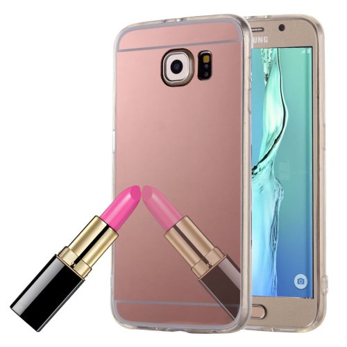 For Galaxy S6 Edge+ Pink Electroplating Mirror TPU Protective Case