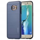 For Galaxy S6 Edge+ Dark Blue MOTOMO Brushed Texture Metal + TPU Case