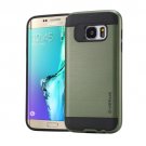 For Galaxy S6 Edge+ Army green Brushed Texture PC + TPU Protective Case