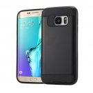 For Galaxy S6 Edge+ Black Brushed Texture PC + TPU Protective Case