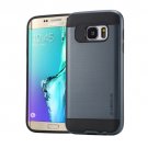 For Galaxy S6 Edge+ Dark Blue Brushed Texture PC + TPU Protective Case