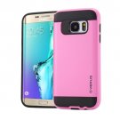 For Galaxy S6 Edge+ Pink Brushed Texture PC + TPU Protective Case