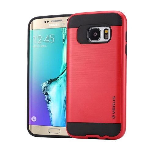 For Galaxy S6 Edge+ Red Brushed Texture PC + TPU Protective Case