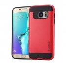 For Galaxy S6 Edge+ Red Brushed Texture PC + TPU Protective Case