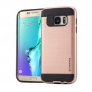 For Galaxy S6 Edge+ Rose Gold Brushed Texture PC + TPU Protective Case