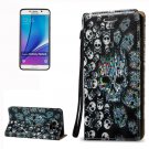 For Galaxy Note 5 Skull Pattern Leather Case with Holder, Card Slots & Lanyard