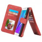 For Galaxy Note 5 Red Leather Billfold with Detachable Magnetic PC Case