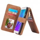 For Galaxy Note 5 Brown Leather Billfold with Detachable Magnetic PC Case
