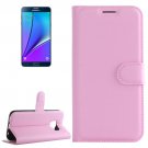 For Galaxy Note 5 Pink Litchi Leather Case with Holder, Card Slots & Wallet