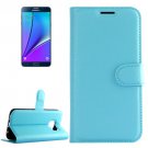 For Galaxy Note 5 Blue Litchi Leather Case with Holder, Card Slots & Wallet