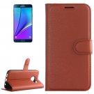 For Galaxy Note 5 Brown Litchi Leather Case with Holder, Card Slots & Wallet