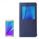 For Galaxy Note 5 Dark Blue Litchi Leather Case with Sleep / Wake-up Function