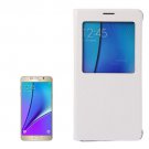 For Galaxy Note 5 White Litchi Leather Case with Sleep / Wake-up Function