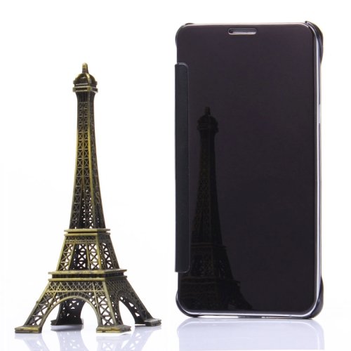 For Galaxy Note 5 Black Electroplating Mirror Horizontal Flip Leather Case