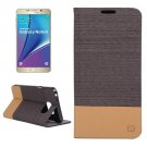 For Galaxy Note 5 Brown Canvas Leather Case with Holder & Card Slots