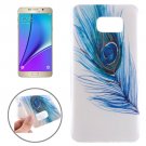 For Galaxy Note 5 Ultrathin Blue Feather Pattern TPU Protective Case