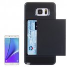 For Galaxy Note 5 Dark Blue Plastic + Silicone Combination Case with Card Slot