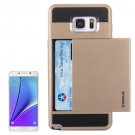 For Galaxy Note 5 Gold Plastic + Silicone Combination Case with Card Slot