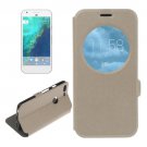 For Google Pixel Gold Flip Leather Case with Call Display ID & Holder