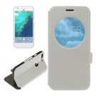 For Google Pixel White Flip Leather Case with Call Display ID & Holder