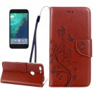 For Google Pixel XL Coffee Leather Case with Holder, Card Slots & Wallet