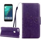 For Google Pixel D Purple Leather Case with Holder, Card Slots & Wallet