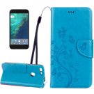 For Google Pixel Blue Leather Case with Holder, Card Slots & Wallet