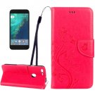For Google Pixel Magenta Leather Case with Holder, Card Slots & Wallet