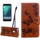 For Google Pixel XL Brown BFly Leather Case with Holder, Card Slots & Wallet