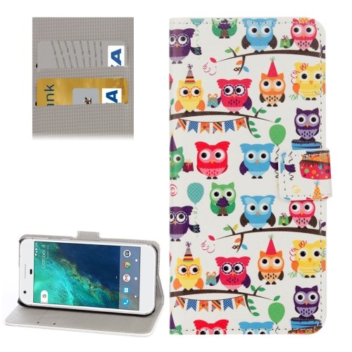 For Google Pixel Owls Pattern Leather Case with Holder, Card Slots & Wallet