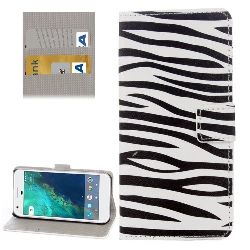 For Google Pixel Zebra Pattern Leather Case with Holder, Card Slots & Wallet