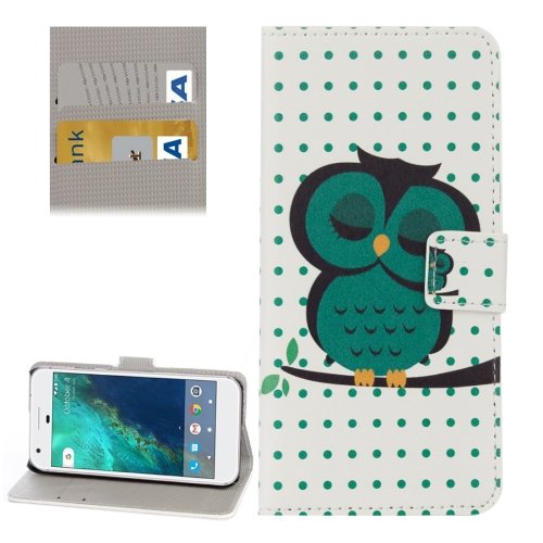 For Google Pixel Owl Pattern Leather Case with Holder, Card Slots & Wallet