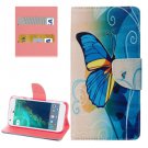 For Google Pixel Butterfly Pattern Leather Case with Holder, Card Slots & Wallet