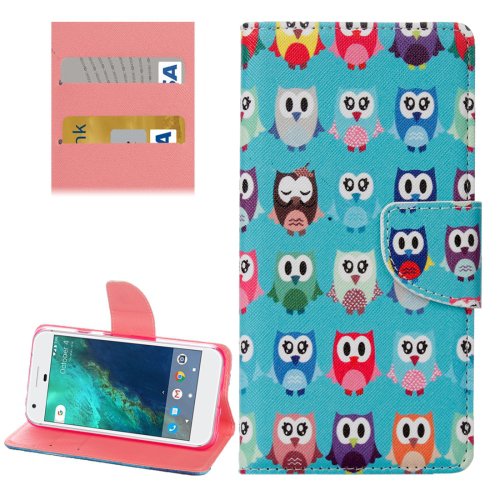 For Google Pixel Owls Pattern Leather Case with Holder, Card Slots & Wallet