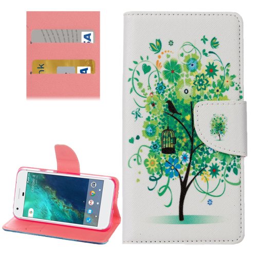 For Google Pixel Tree Pattern Leather Case with Holder, Card Slots & Wallet