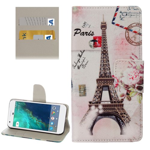 For Google Pixel Eiffel Pattern Leather Case with Holder, Card Slots & Wallet