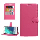 For Google Pixel XL Magenta Litchi Leather Case with Holder, Card Slots & Wallet