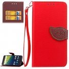 For Nexus 6P Red Litchi Leaf Leather Case with Holder, Card Slots & Wallet