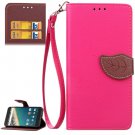 For Nexus 5X Magenta Litchi Leaf Leather Case with Holder, Card Slots & Wallet